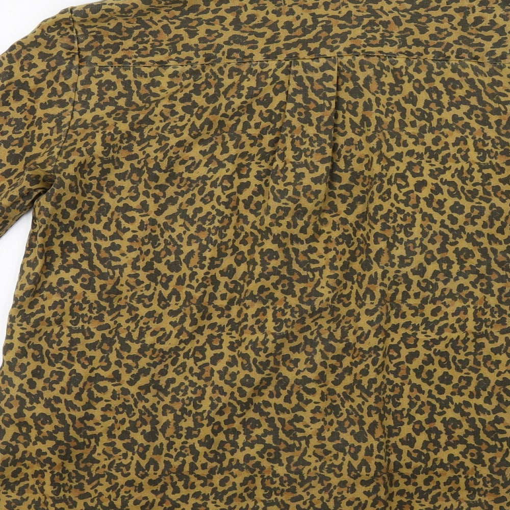 Zara Womens Brown Animal Print  Tunic Button-Up Size M