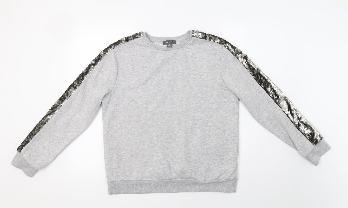Primark Womens Grey   Pullover Sweatshirt Size S  - Sequin Detail