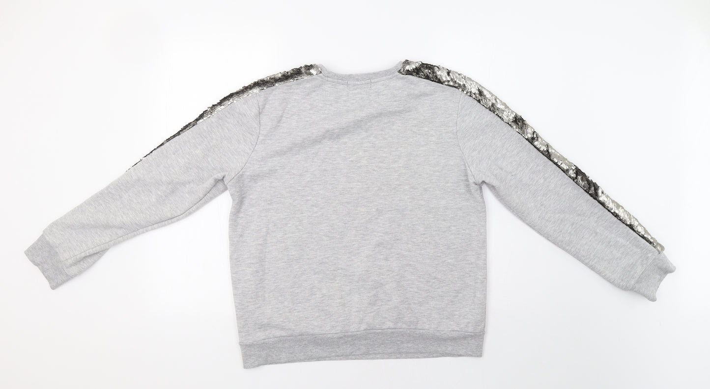 Primark Womens Grey   Pullover Sweatshirt Size S  - Sequin Detail