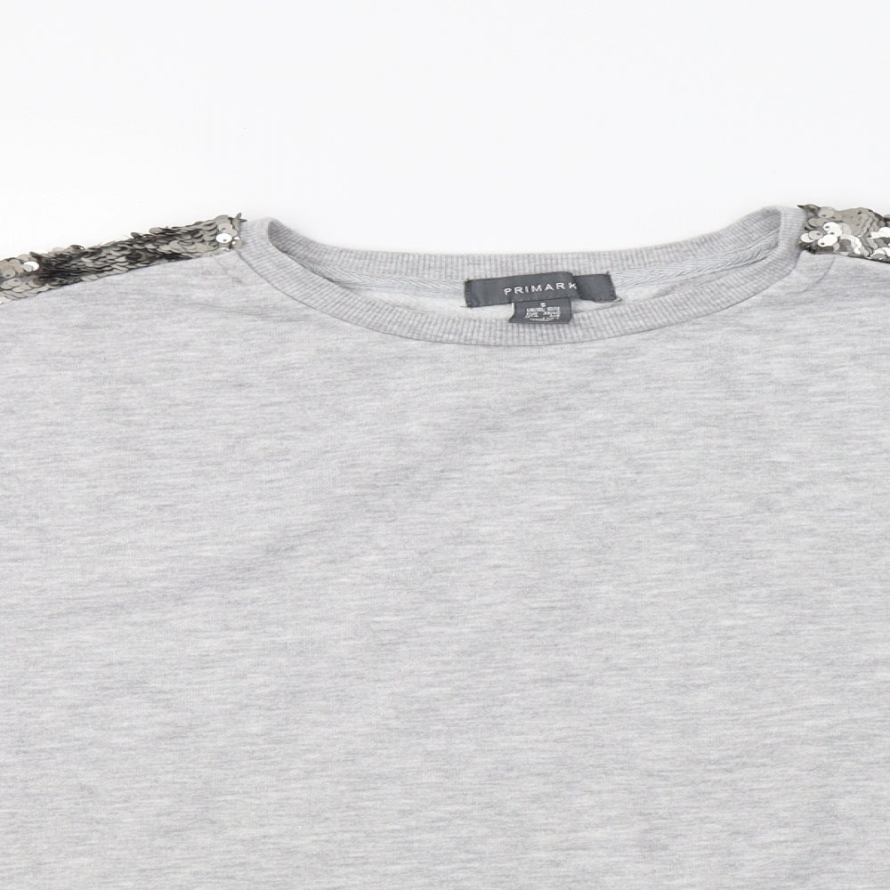 Primark Womens Grey   Pullover Sweatshirt Size S  - Sequin Detail