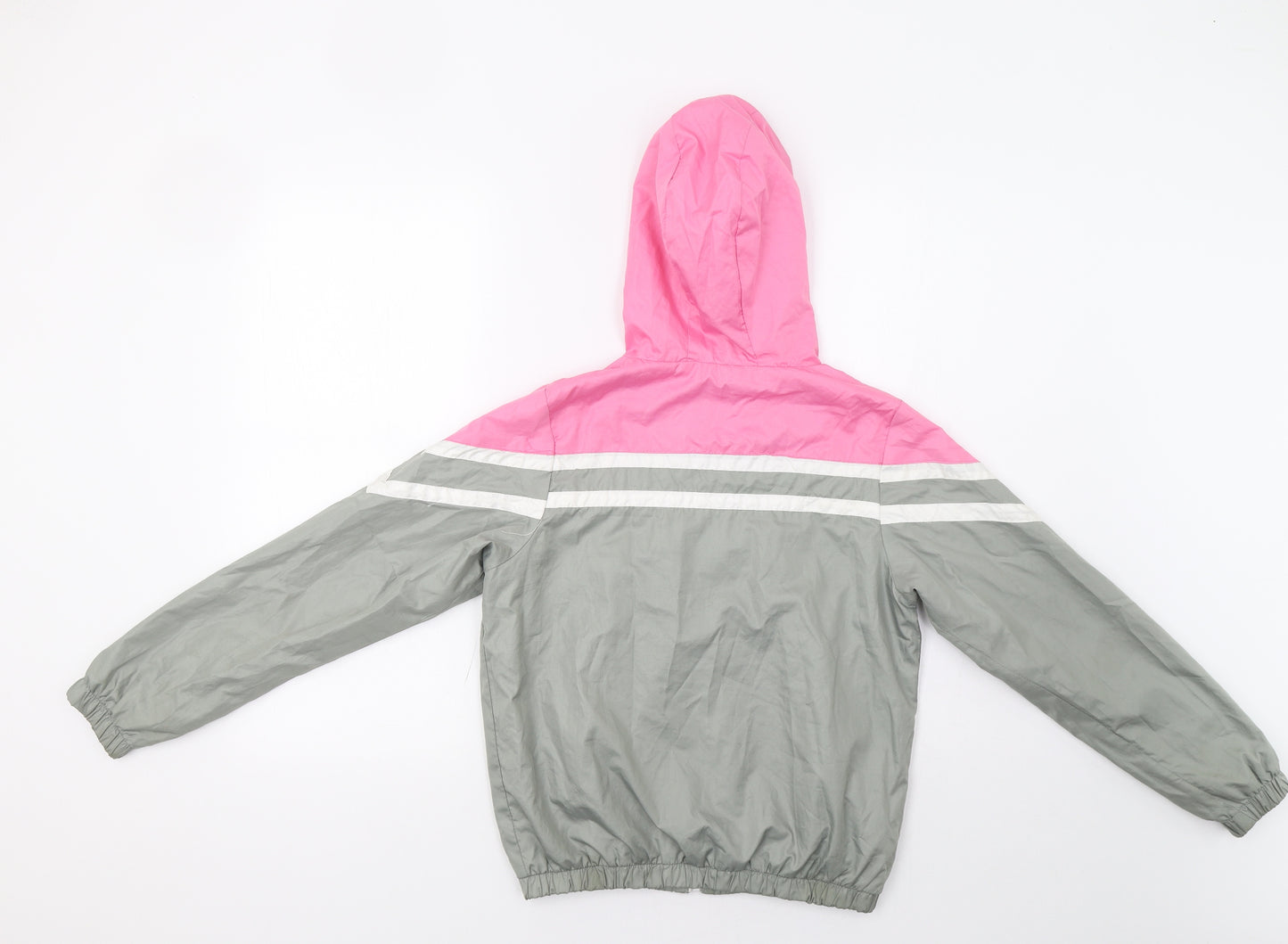 Primark Girls Grey Striped  Windbreaker Jacket Size 12-13 Years