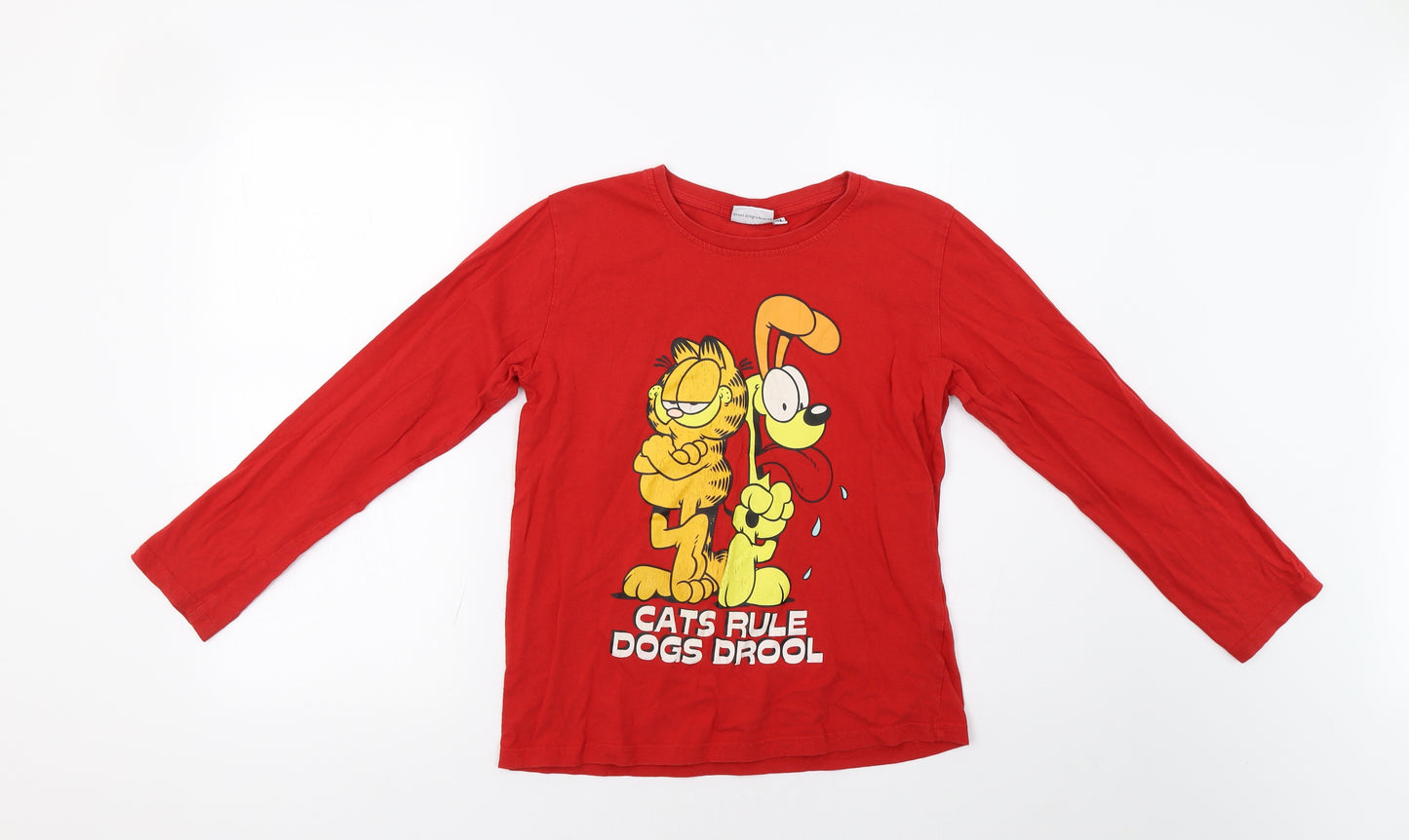 Tymania Girls Red   Basic T-Shirt Size 12 Years  - Garfield