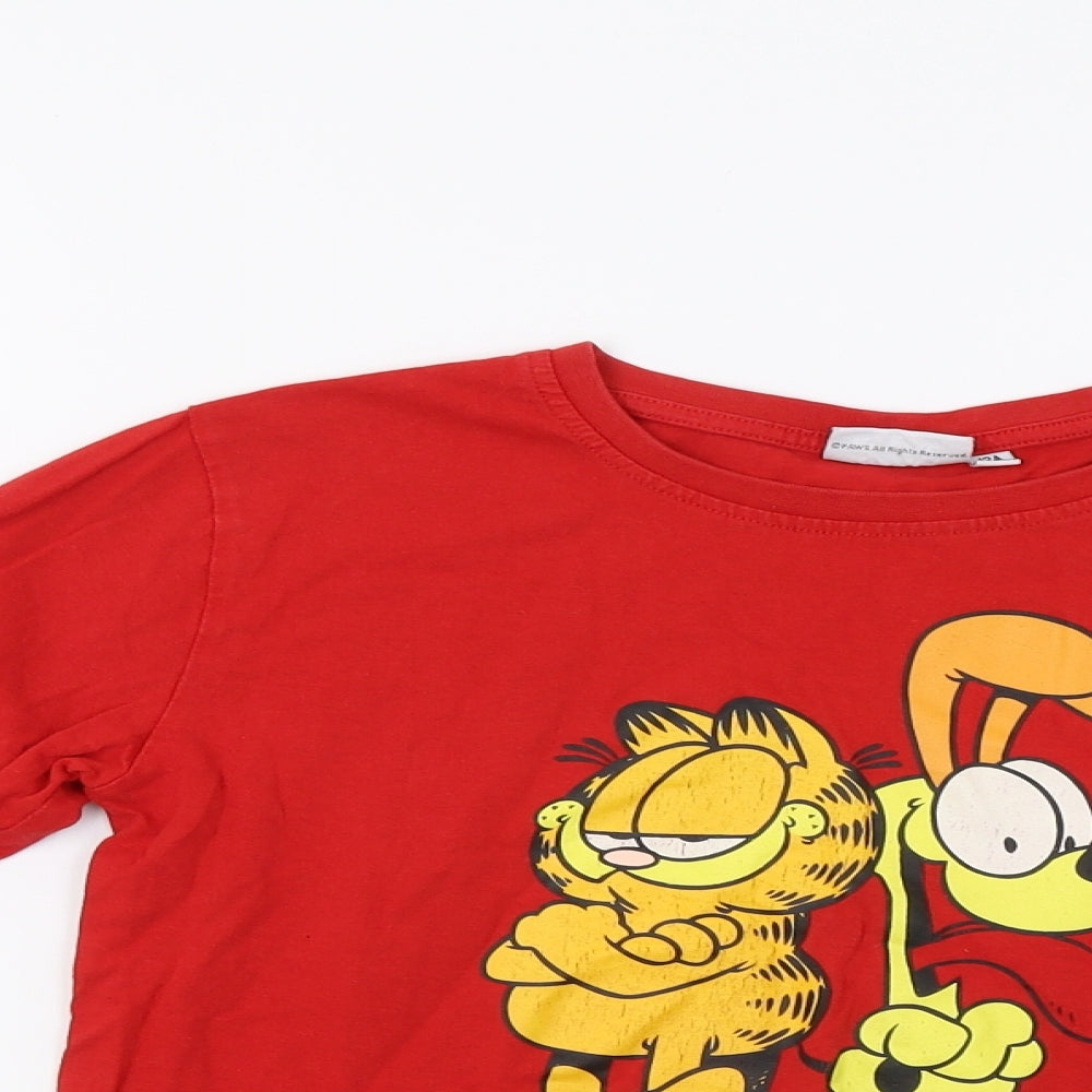 Tymania Girls Red   Basic T-Shirt Size 12 Years  - Garfield