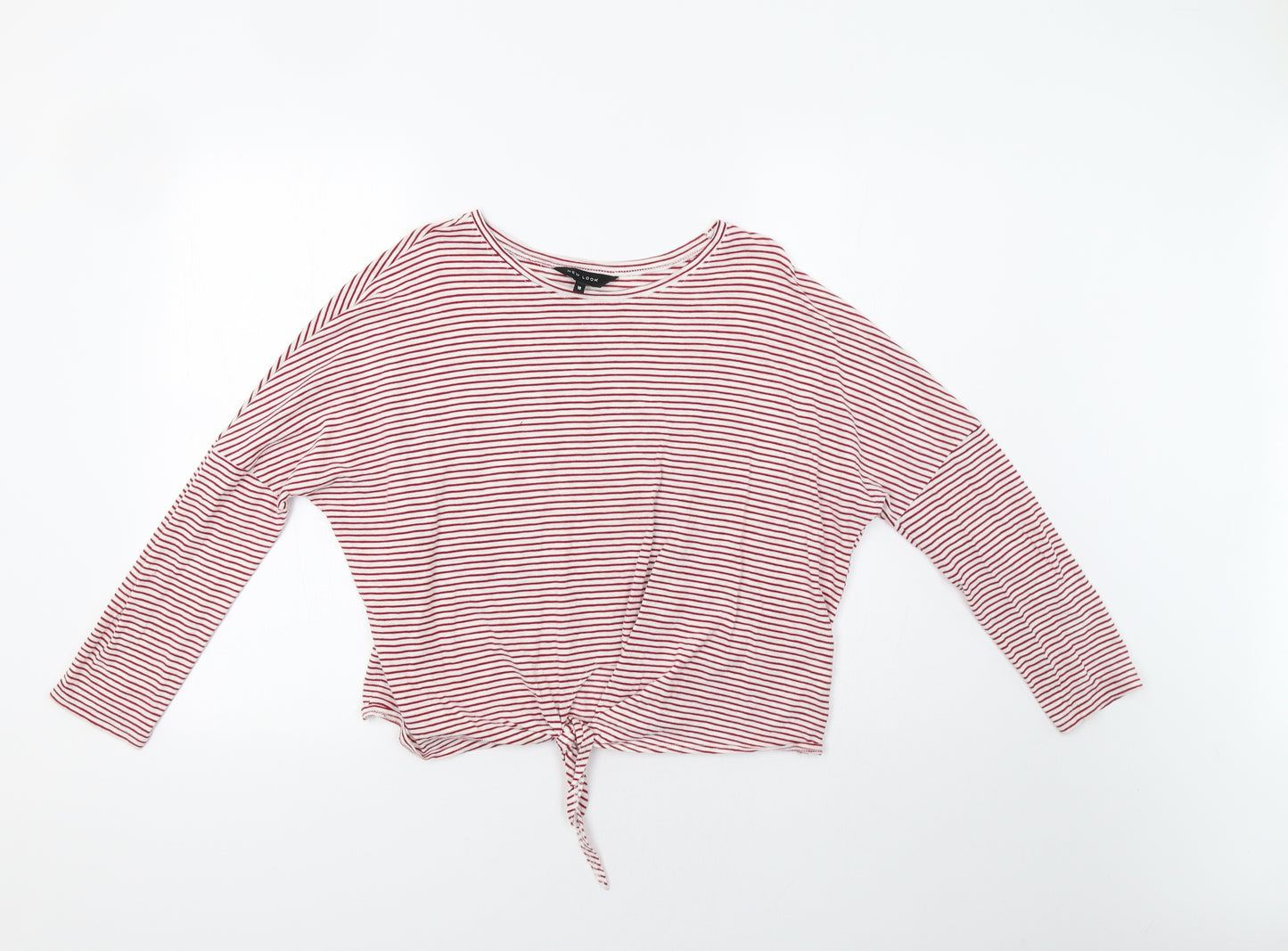 New Look Womens Red Striped  Basic T-Shirt Size 10