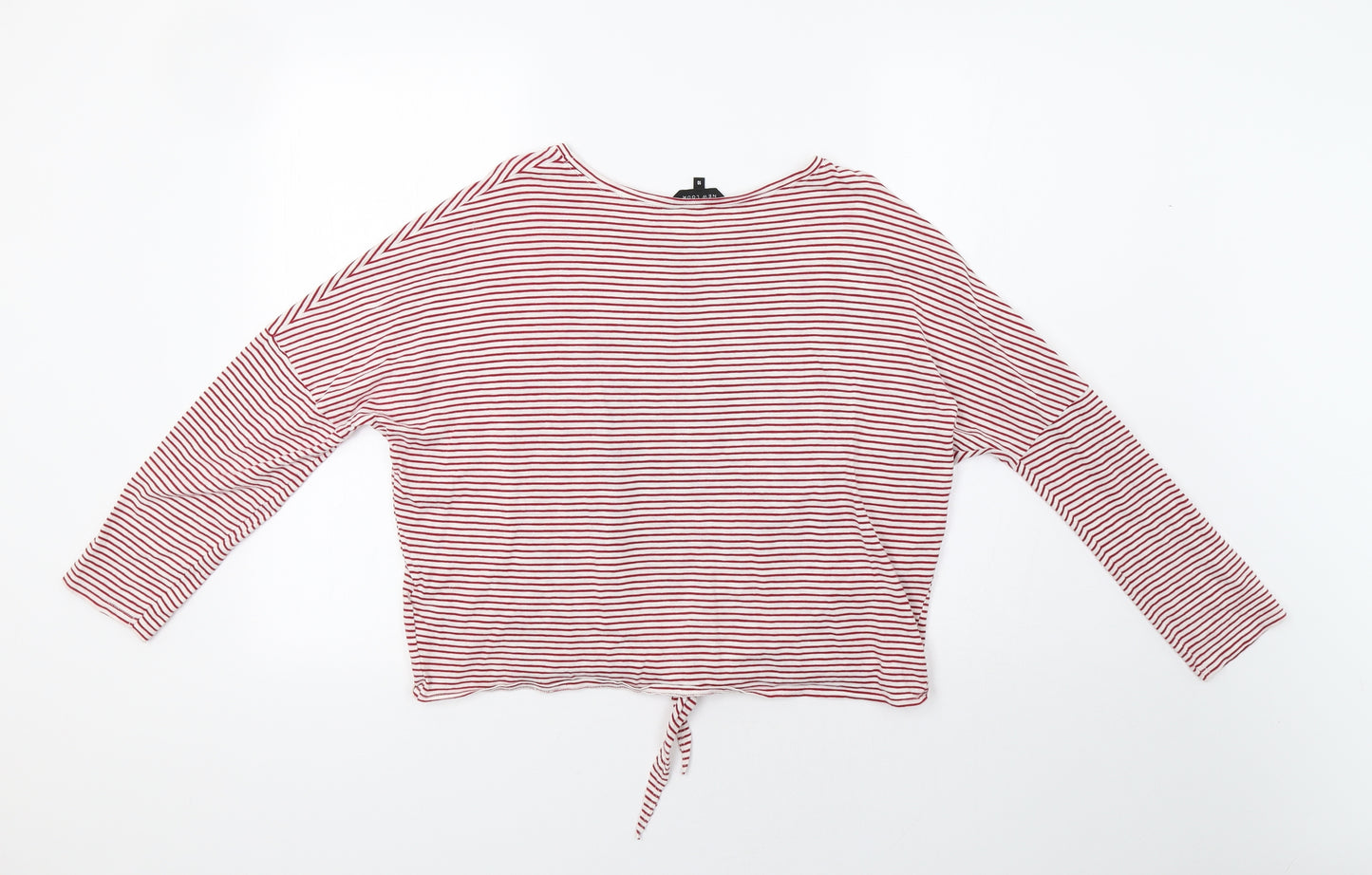 New Look Womens Red Striped  Basic T-Shirt Size 10