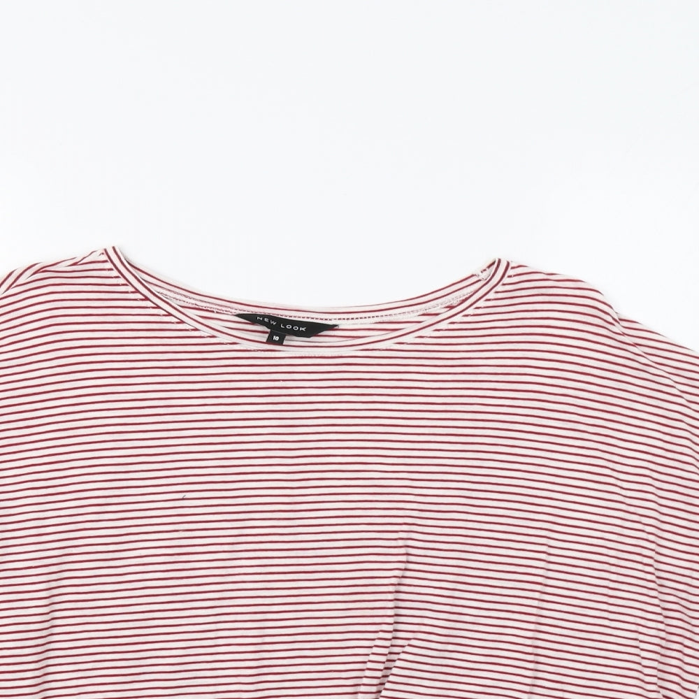 New Look Womens Red Striped  Basic T-Shirt Size 10