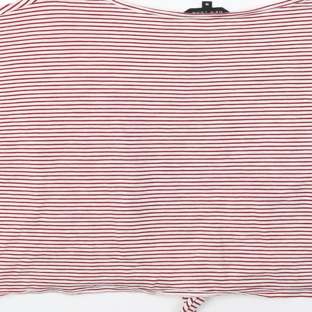 New Look Womens Red Striped  Basic T-Shirt Size 10