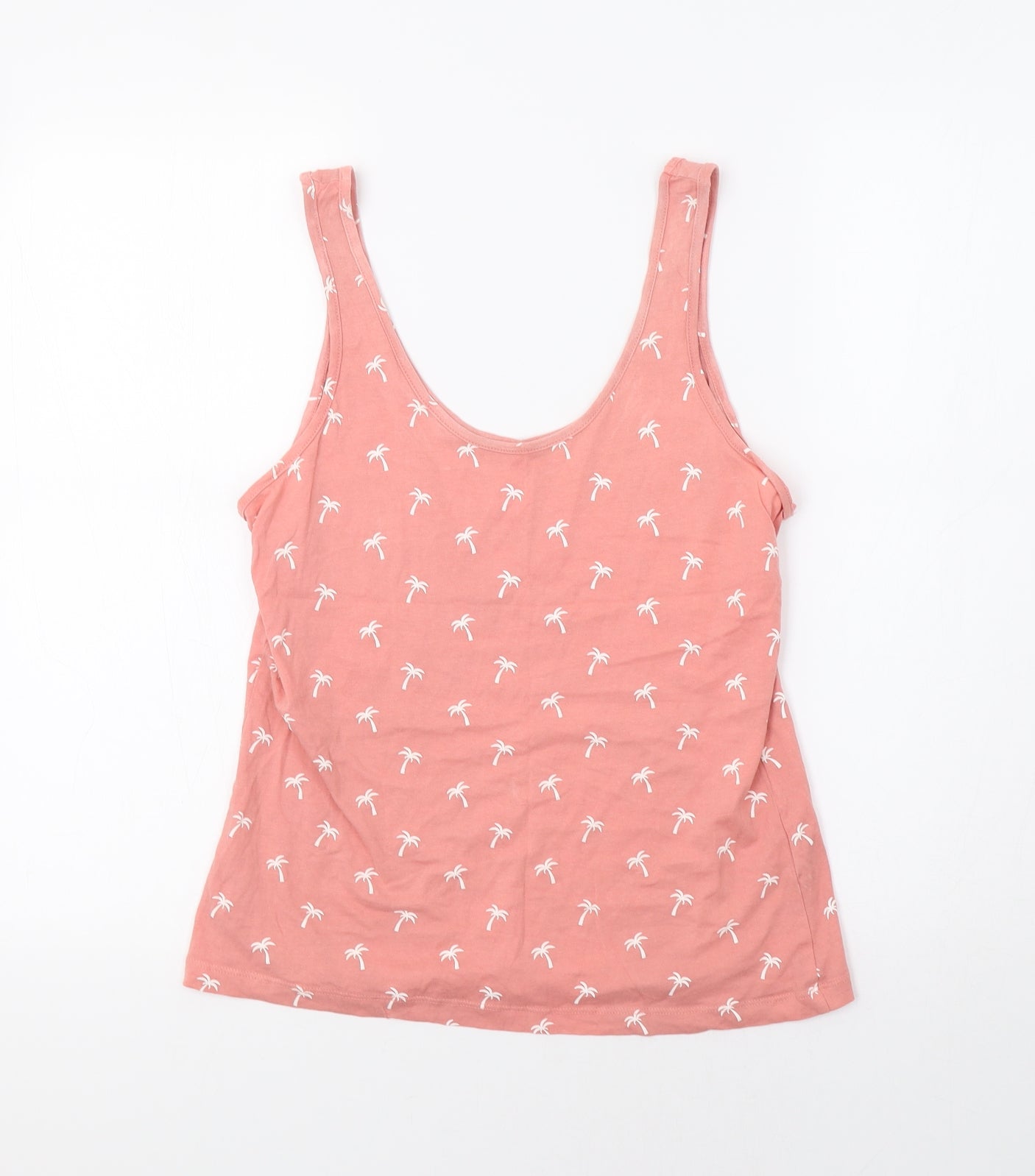 Primark Womens Pink   Basic Tank Size 10  - Palm Tree Print
