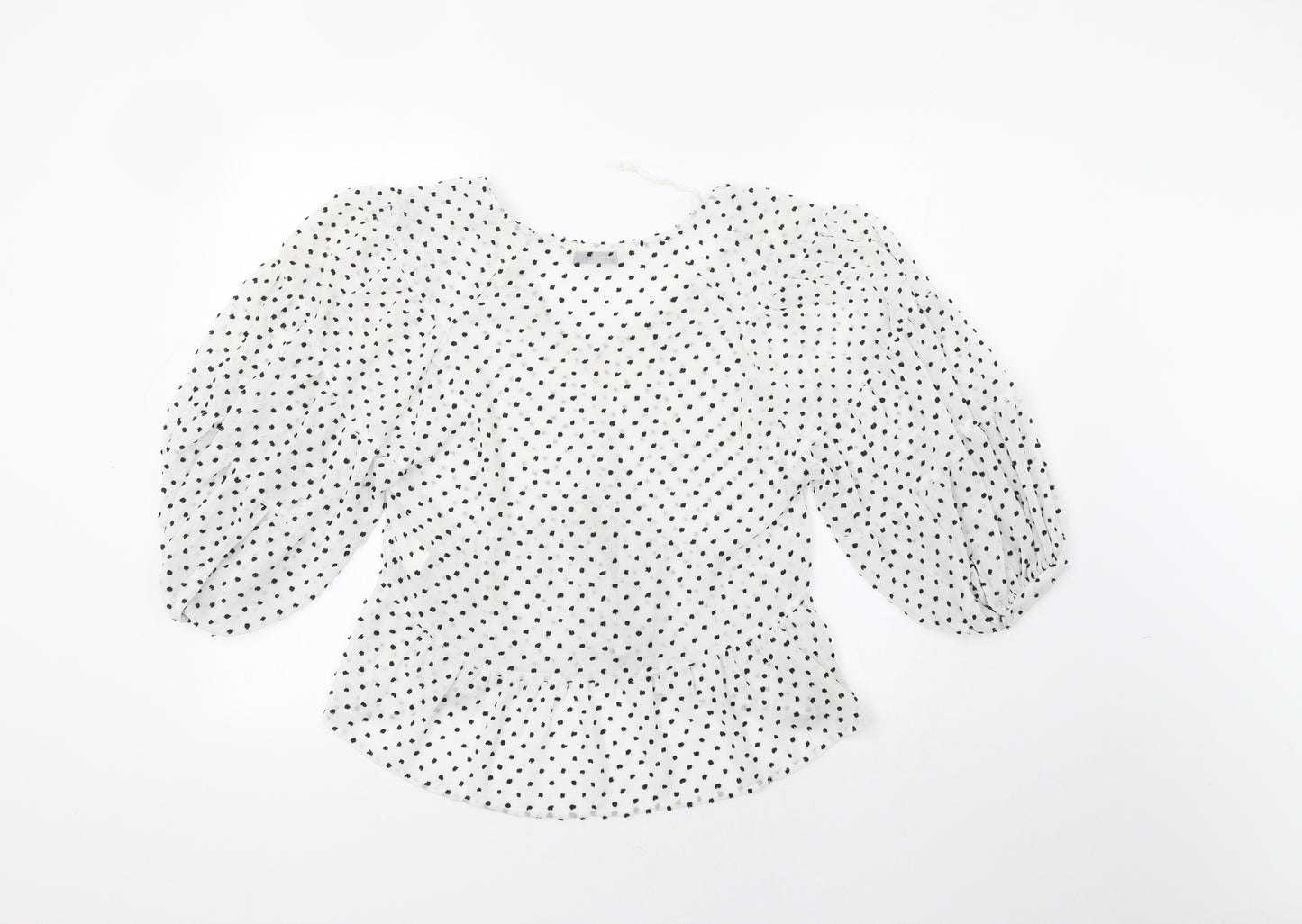 Stradivarius Womens White Polka Dot  Basic Blouse Size S