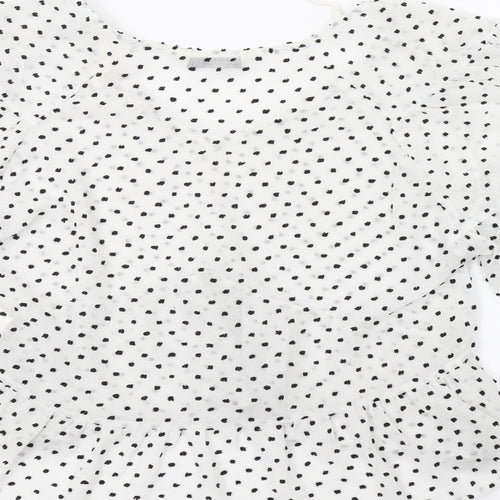 Stradivarius Womens White Polka Dot  Basic Blouse Size S
