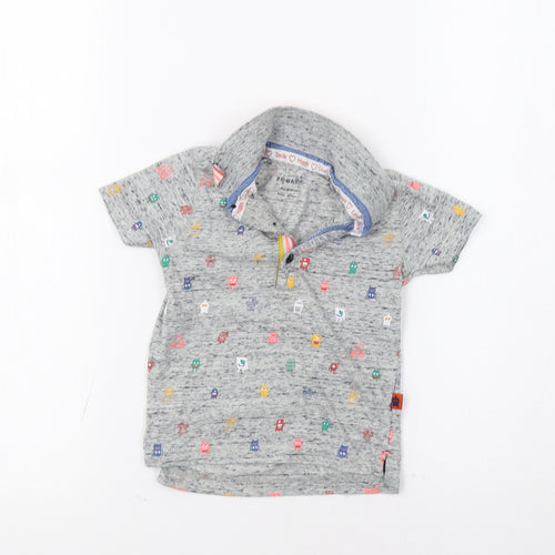 Primark Baby Grey   Basic Polo Size 9-12 Months  - Monster Print