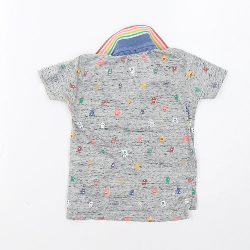 Primark Baby Grey   Basic Polo Size 9-12 Months  - Monster Print