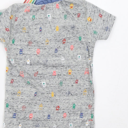 Primark Baby Grey   Basic Polo Size 9-12 Months  - Monster Print