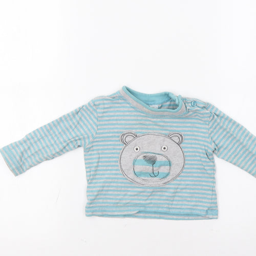 F&F Baby Blue Striped  Basic Blouse Size 9-12 Months  - Bear
