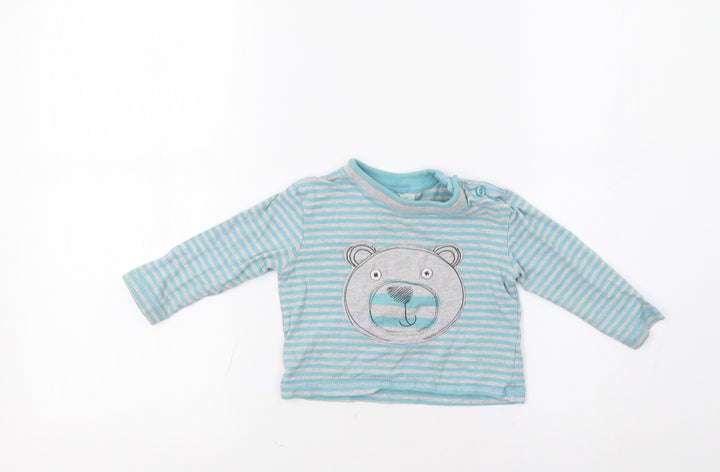 F&F Baby Blue Striped  Basic Blouse Size 9-12 Months  - Bear
