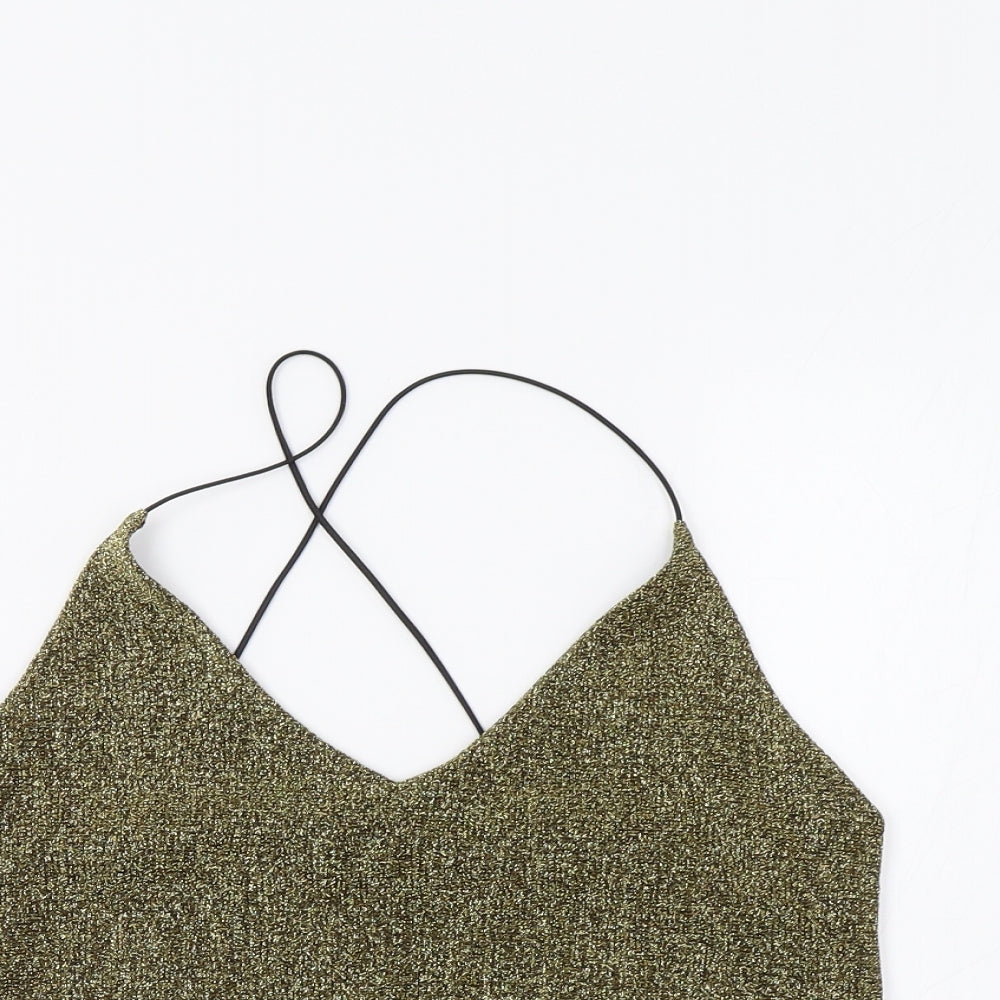 Sparkle & Fade Womens Gold   Cropped Tank Size S