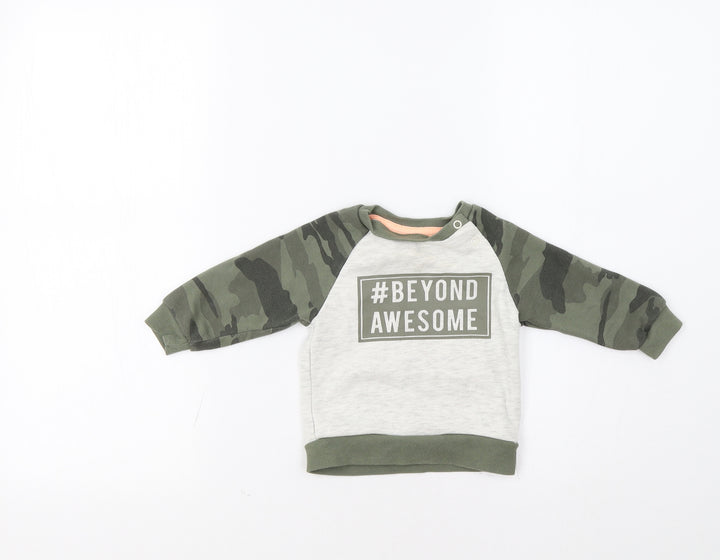 Primark Baby Grey Camouflage  Pullover Jumper Size 6-9 Months