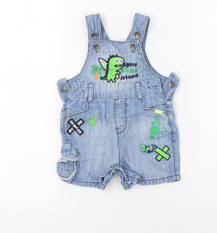 M&S Baby Blue Cargo Jeans Size 3-6 Months - Dino