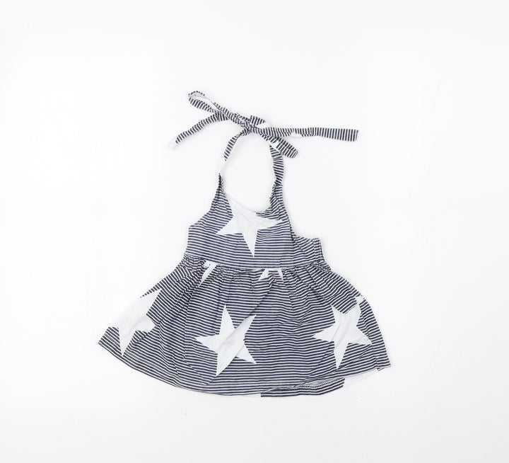 Preworn Baby Blue Striped  A-Line  Size 6-9 Months
