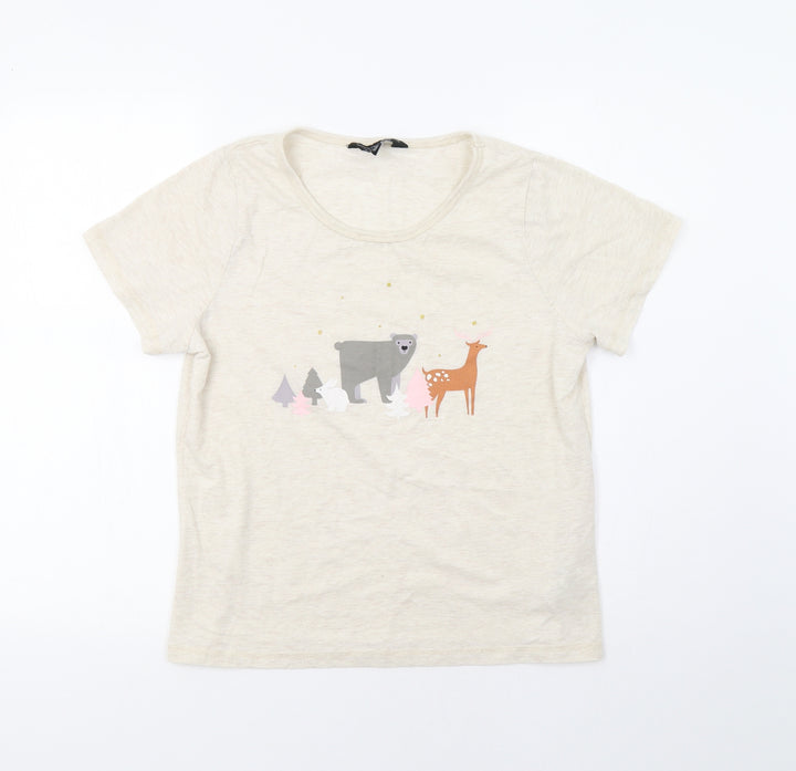 Dorothy Perkins Womens Beige   Basic T-Shirt Size M  - Forest Animals