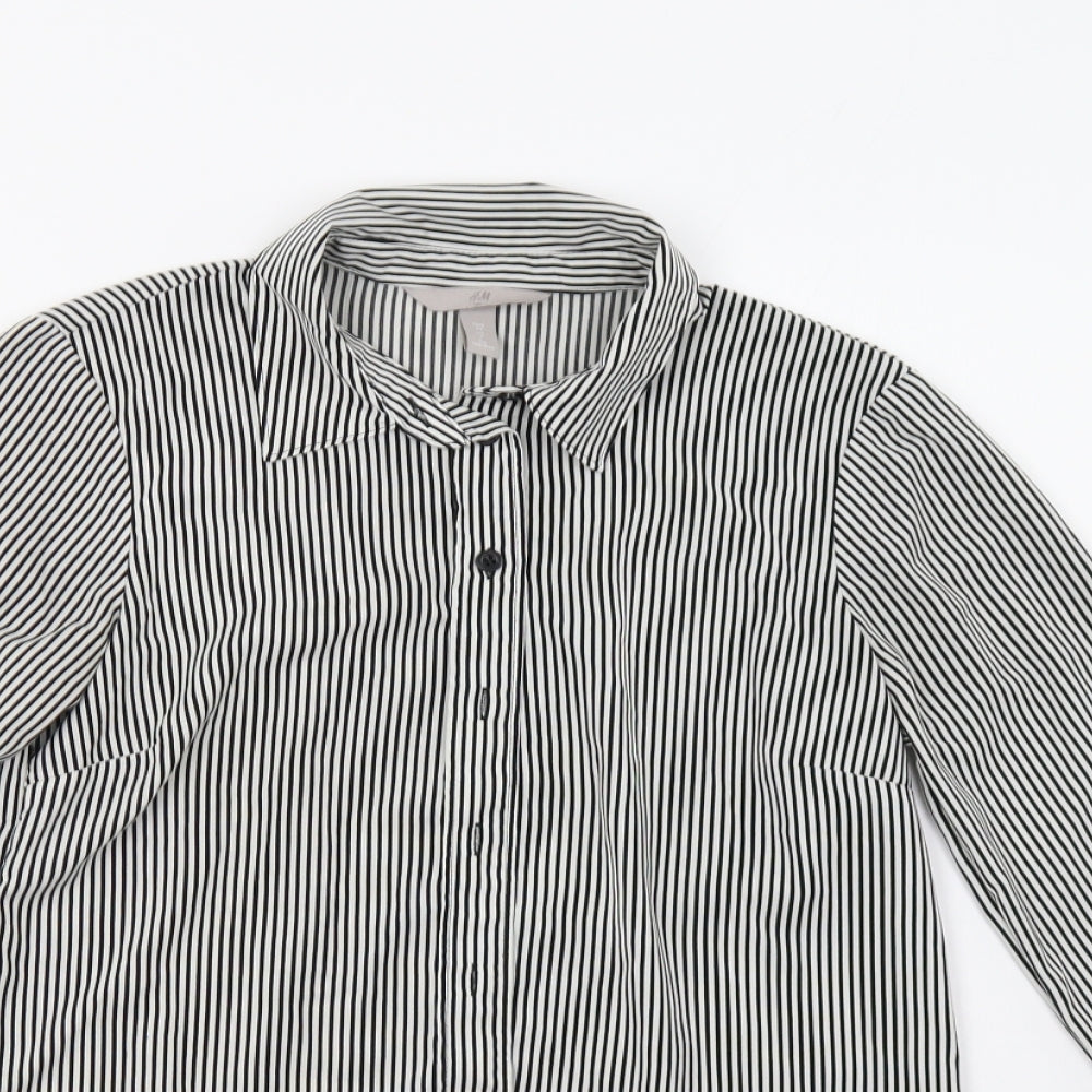 H&M Womens White Striped  Basic Button-Up Size 6