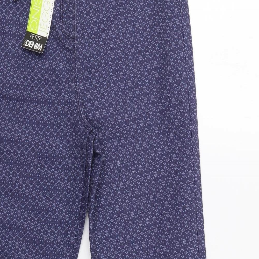 M&Co Womens Blue Geometric  Jegging Trousers Size 12 L27 in