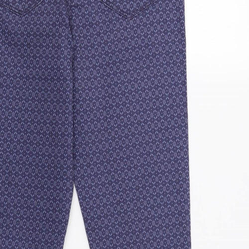M&Co Womens Blue Geometric  Jegging Trousers Size 12 L27 in
