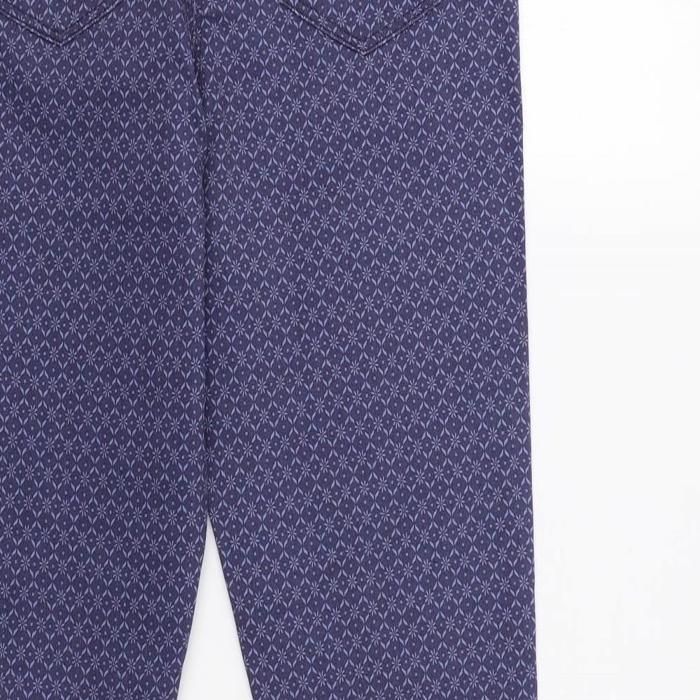 M&Co Womens Blue Geometric  Jegging Trousers Size 12 L27 in