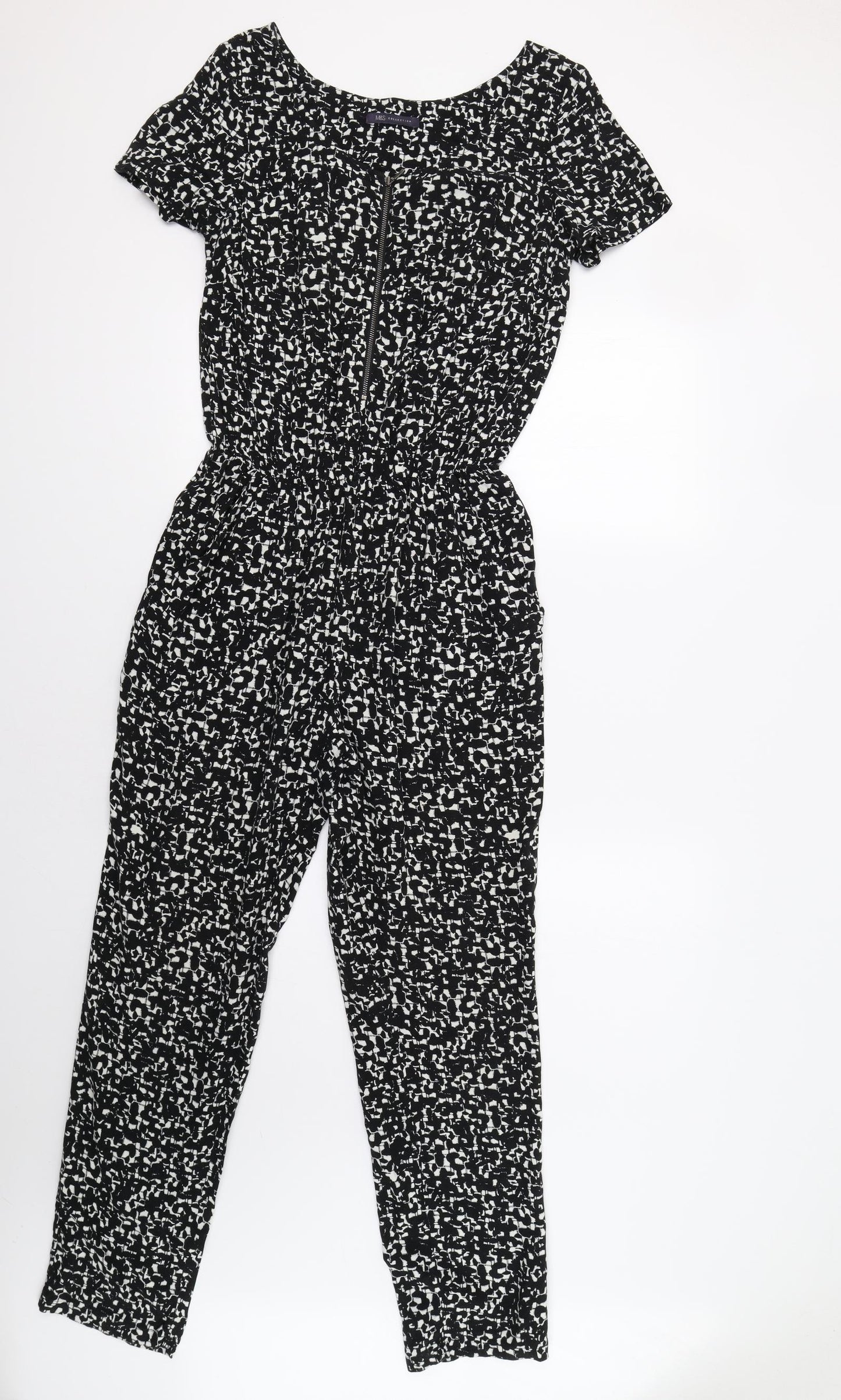M&S Womens Black Geometric  Jumpsuit One-Piece Size 12