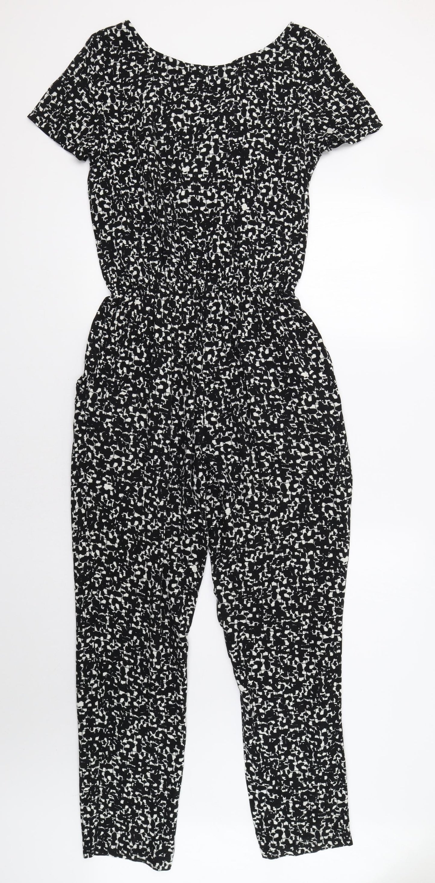 M&S Womens Black Geometric  Jumpsuit One-Piece Size 12