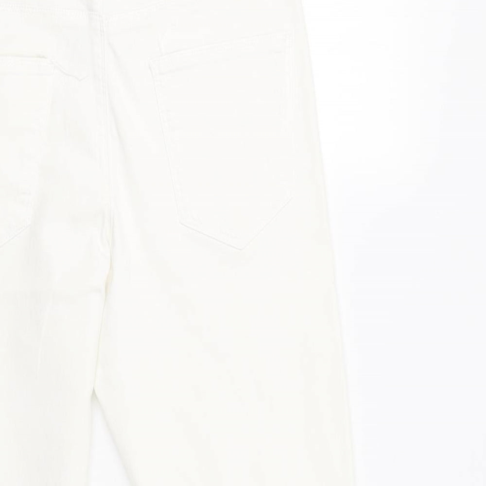 M&S Womens White   Cropped Trousers Size 12 L21 in