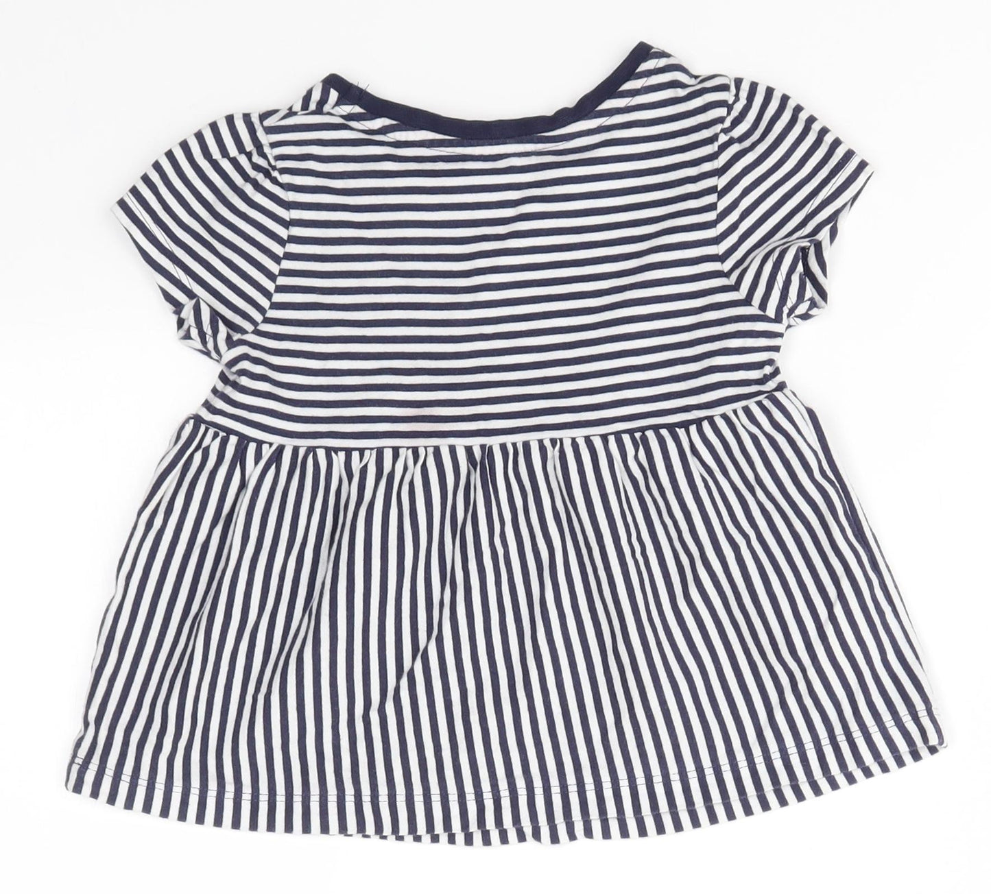 George Girls Blue Striped  Basic T-Shirt Size 3-4 Years