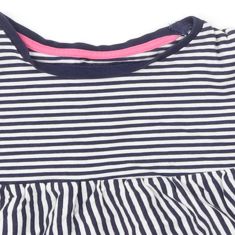George Girls Blue Striped  Basic T-Shirt Size 3-4 Years