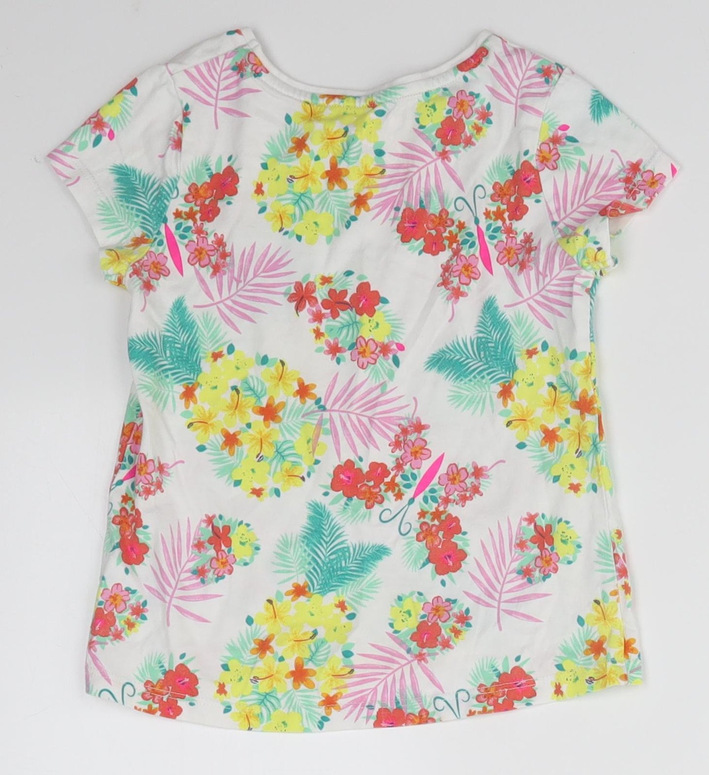 F&F Girls Multicoloured Floral  Basic T-Shirt Size 3-4 Years