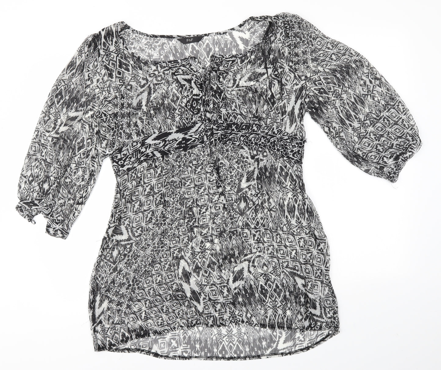 F&F Womens Multicoloured   Basic Blouse Size 12  - SHEER