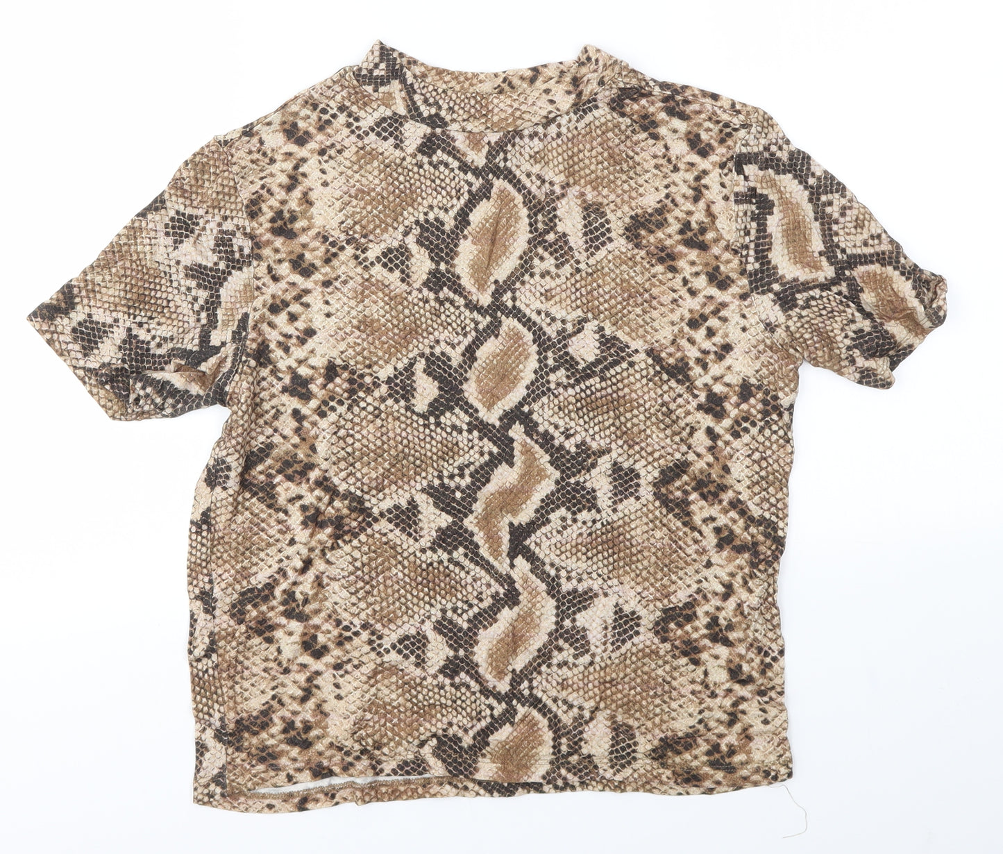 Zara Womens Brown Animal Print  Basic T-Shirt Size L
