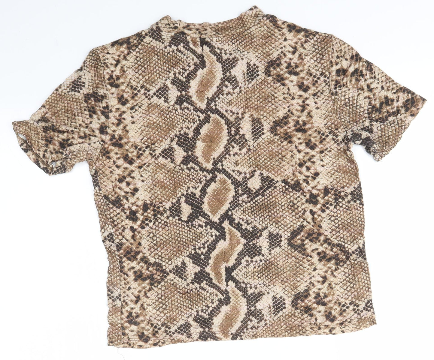 Zara Womens Brown Animal Print  Basic T-Shirt Size L
