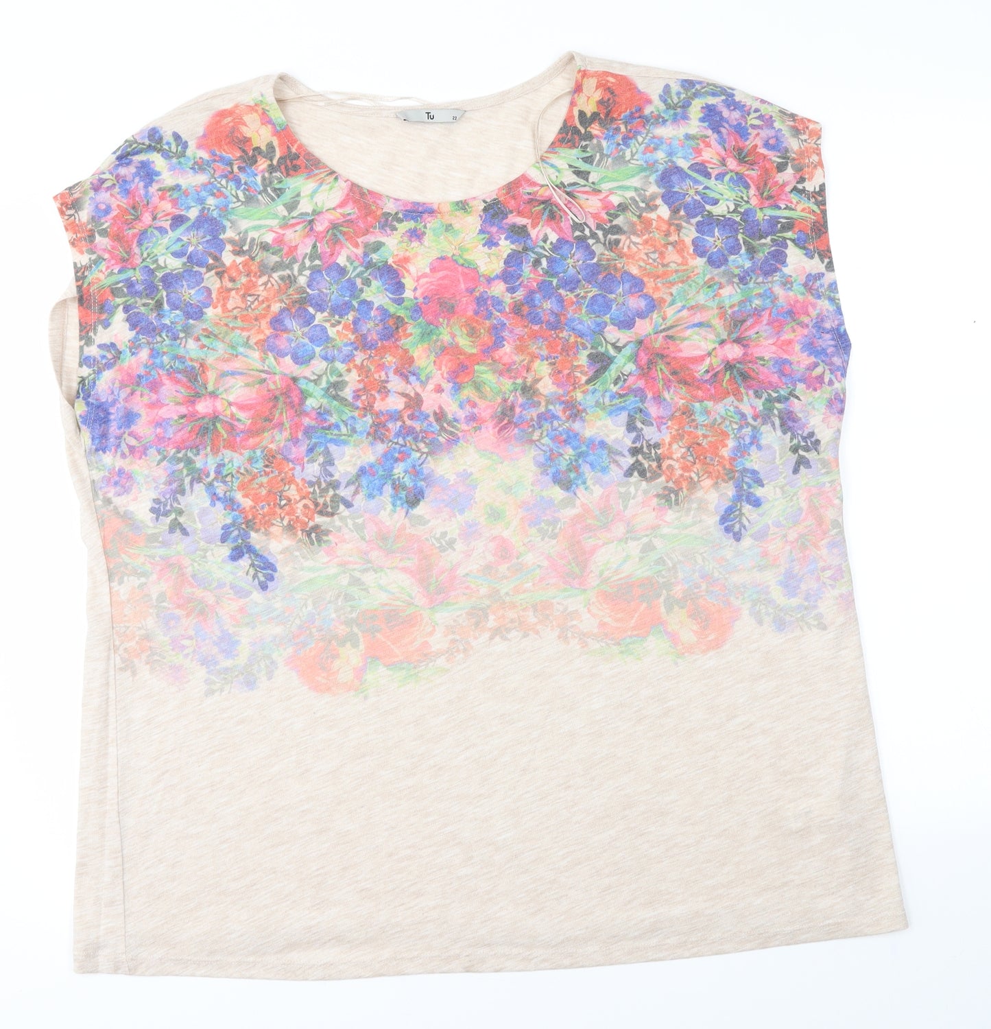TU Womens Pink Floral  Basic Blouse Size 22