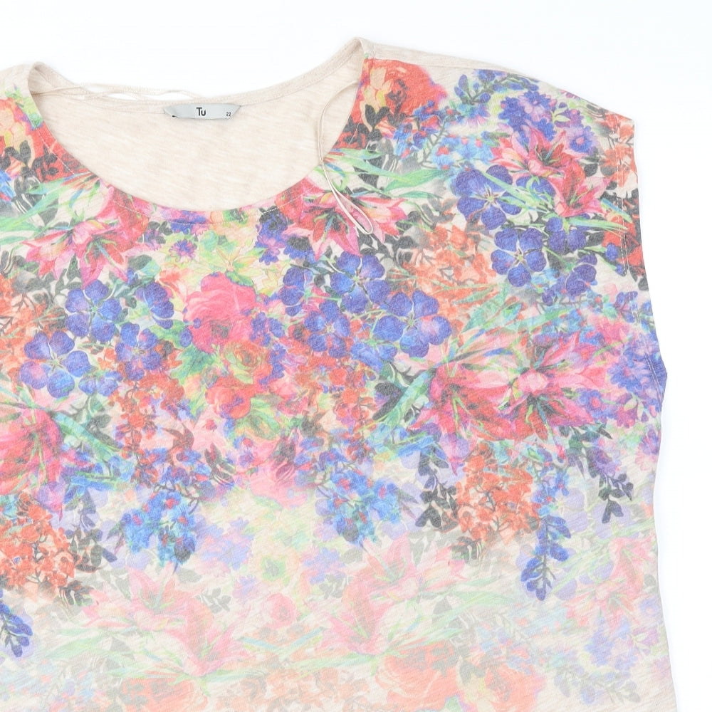 TU Womens Pink Floral  Basic Blouse Size 22