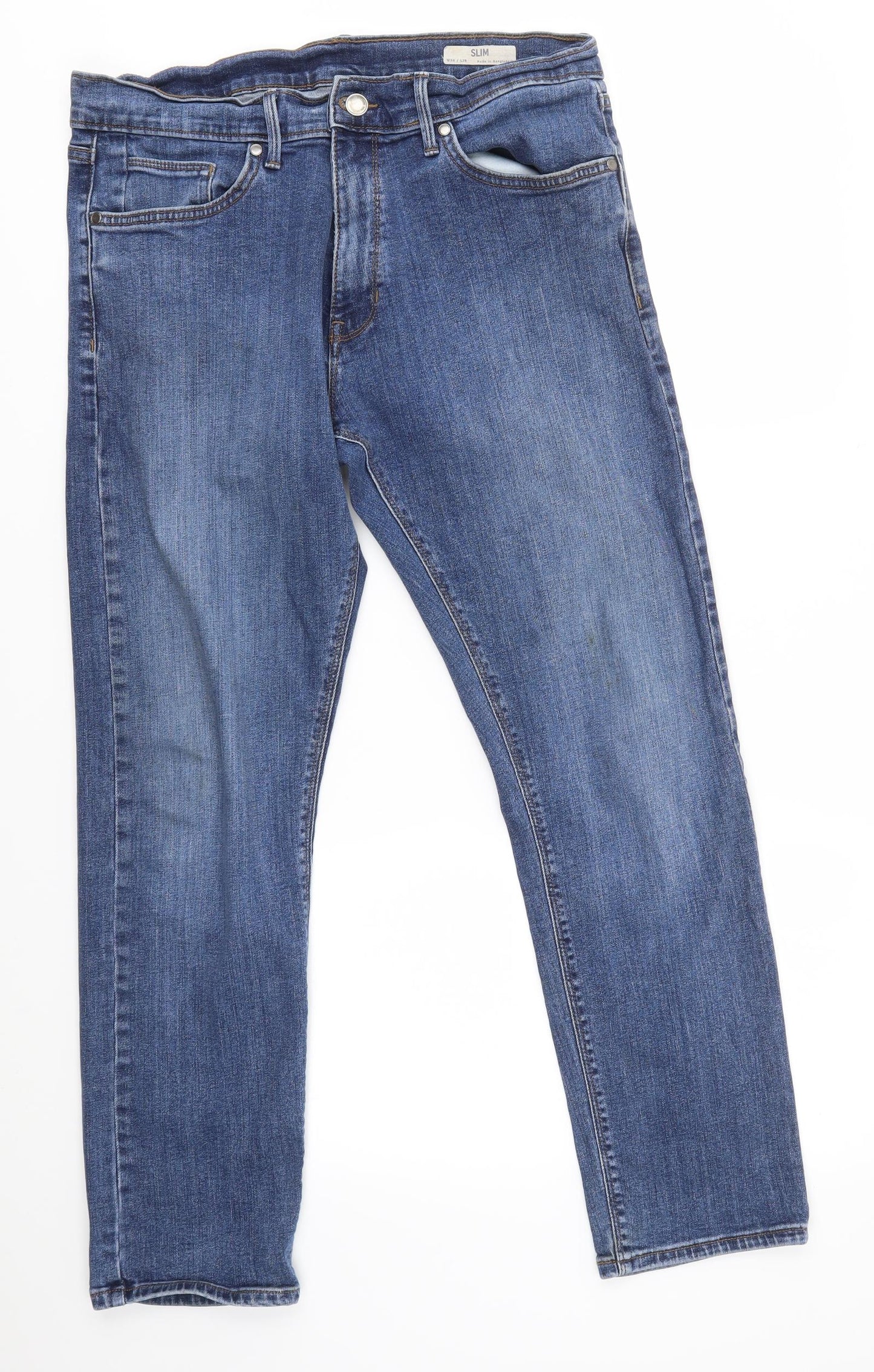 M&S Mens Blue   Straight Jeans Size 34 in L29 in - SHORT
