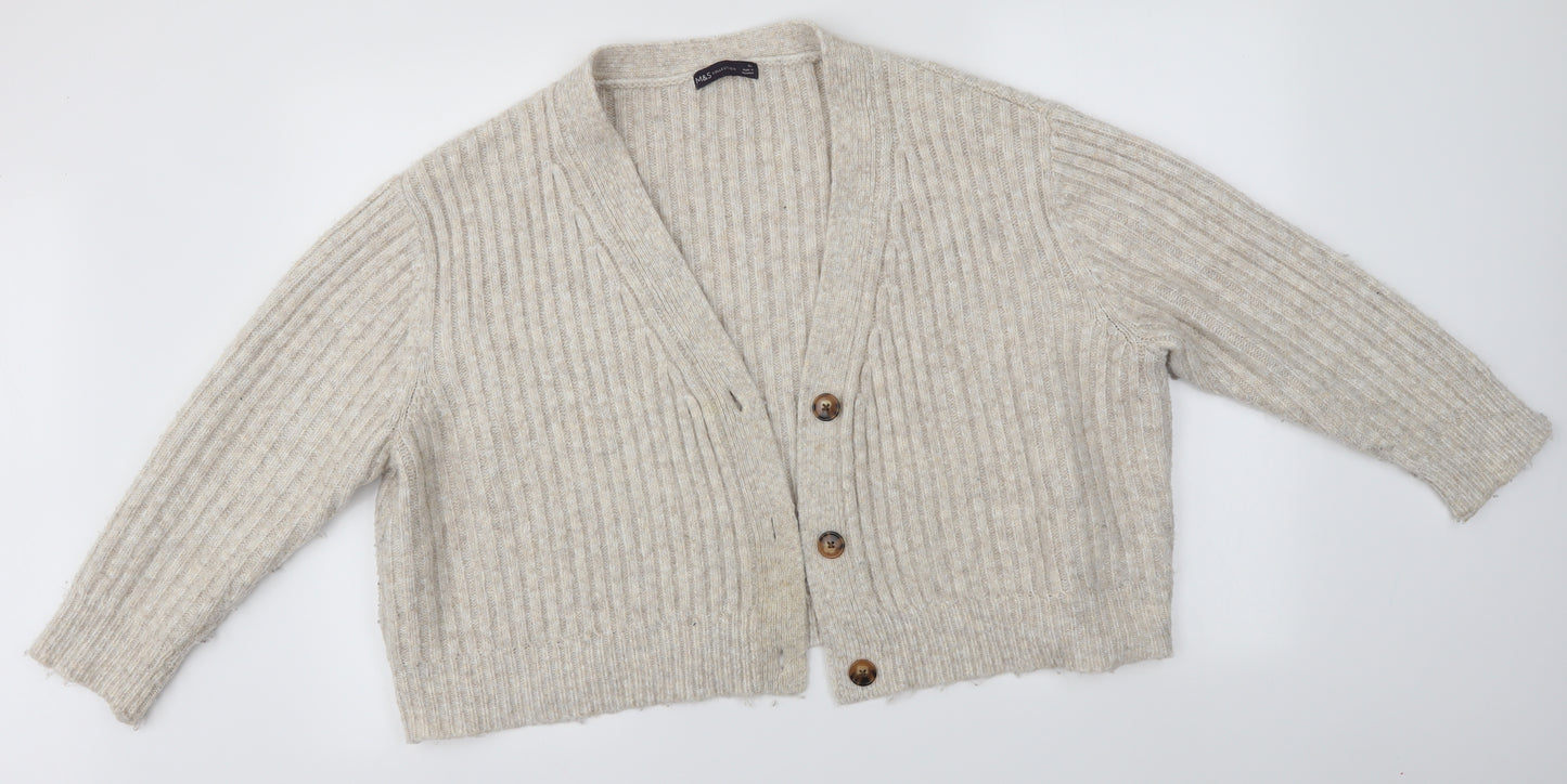 M&S Womens Beige   Cardigan Jumper Size XL