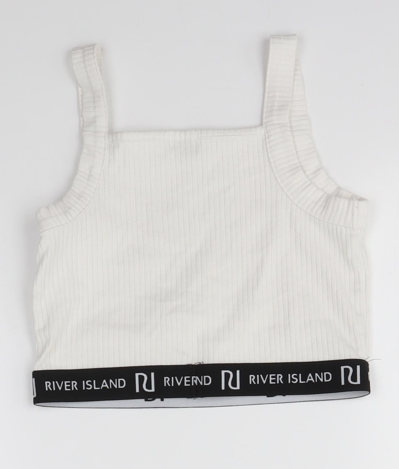 River Island Girls White   Cropped Tank Size 9-10 Years