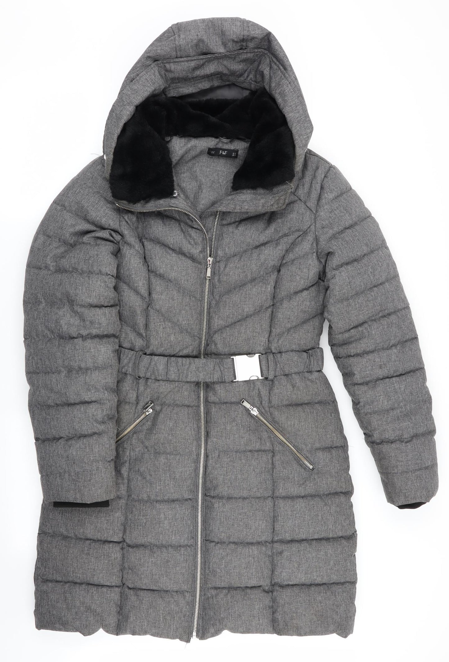 Florence and Fred Womens Grey   Anorak Coat Size 12  - Removeable faux fur trim