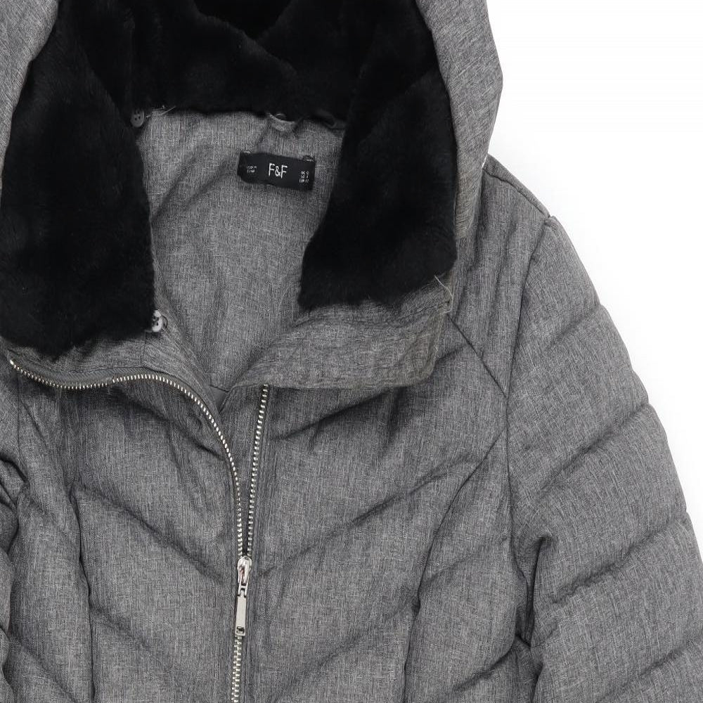 Florence and Fred Womens Grey   Anorak Coat Size 12  - Removeable faux fur trim