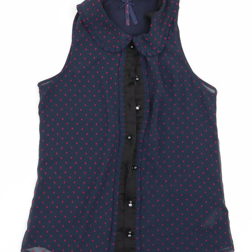 NEXT Womens Blue Polka Dot  Basic Blouse Size 6