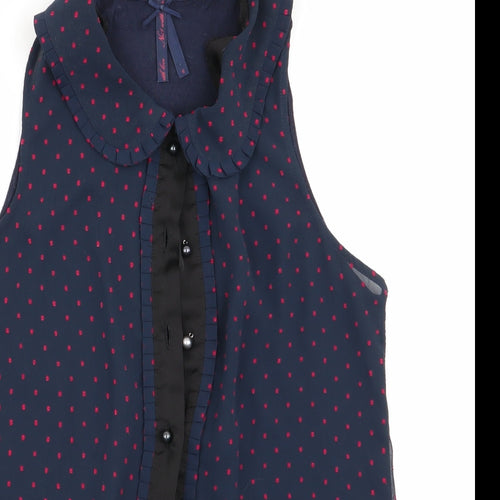 NEXT Womens Blue Polka Dot  Basic Blouse Size 6