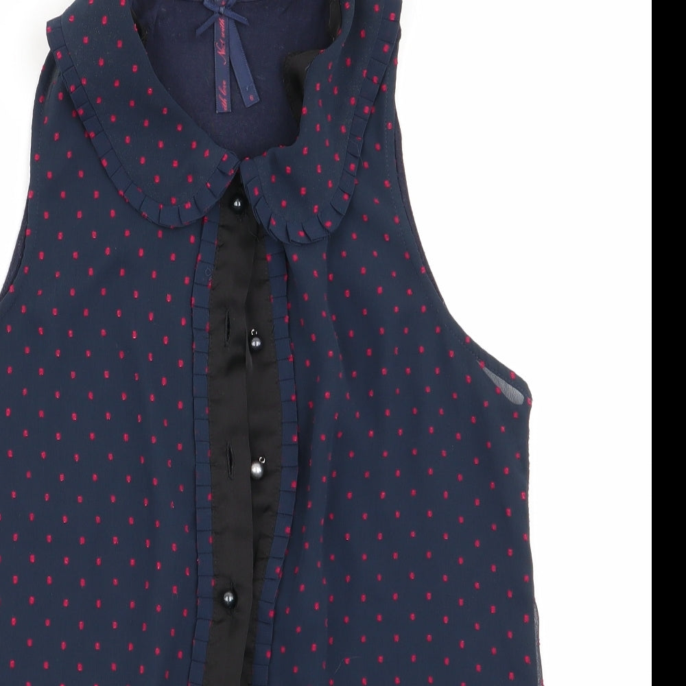 NEXT Womens Blue Polka Dot  Basic Blouse Size 6