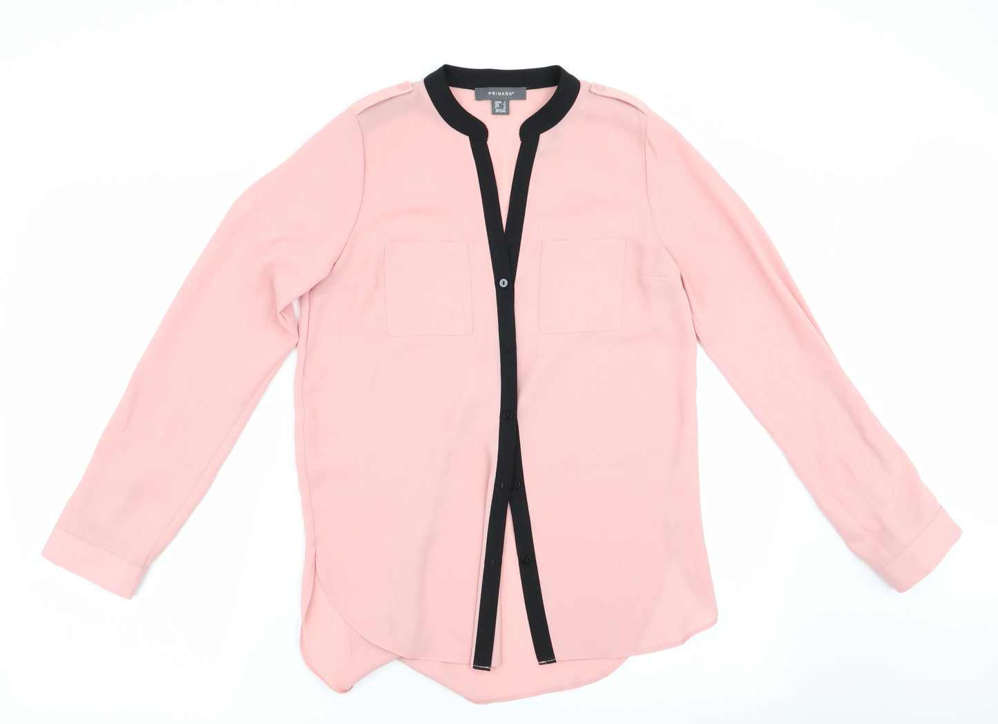 Primark Womens Pink   Basic Blouse Size 4  - Mandarin Collar
