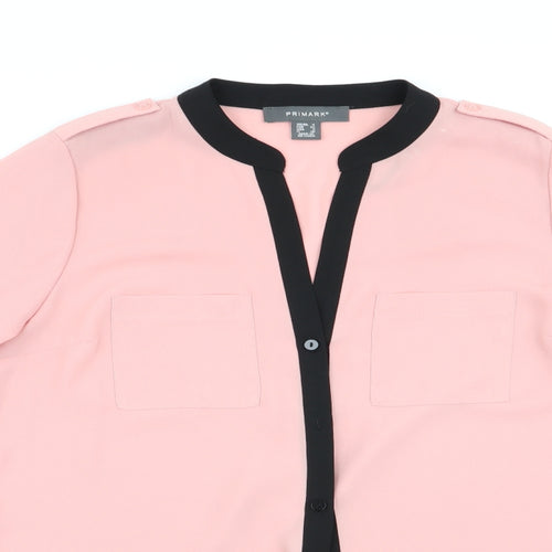 Primark Womens Pink   Basic Blouse Size 4  - Mandarin Collar