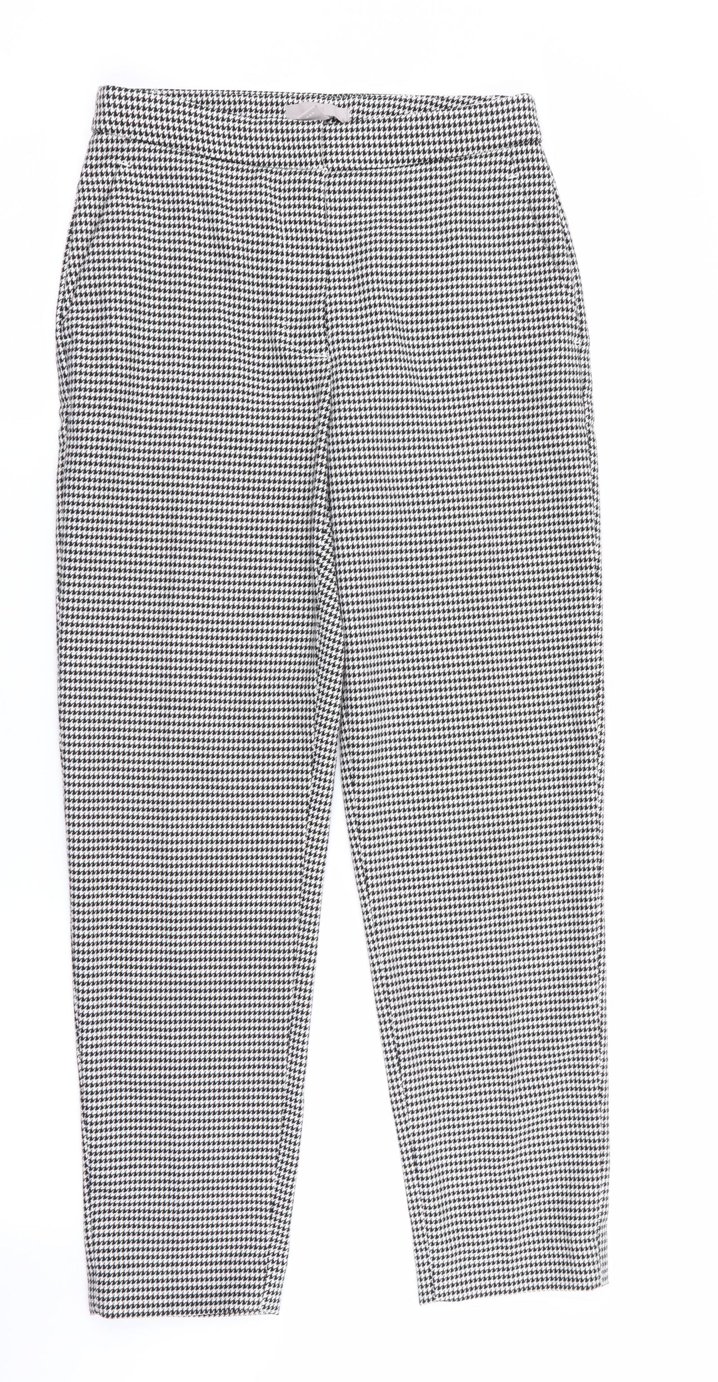 H&M Womens Black Houndstooth  Capri Trousers Size 6 L25 in